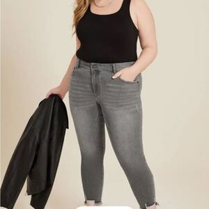 Kancan Exclusive for Maurice Women Gray High Rise Raw Hem Skinny Jeans Sz 32X30